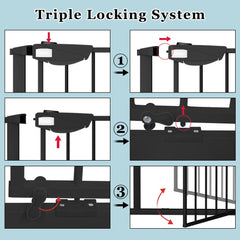 WAOWAO gate top-button locks show dual safety controls for adults