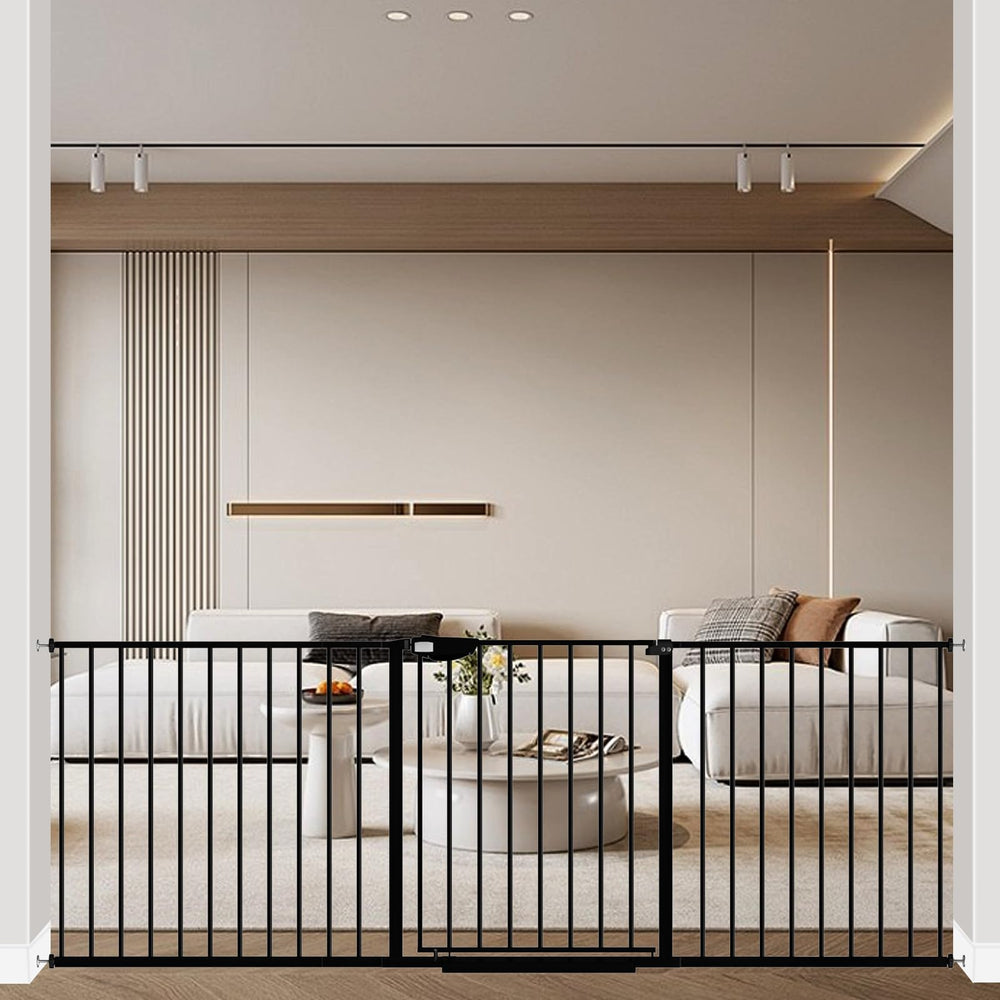 WAOWAO Triple Lock gate top view demonstrates sturdy frame protecting toddlers at entryways.