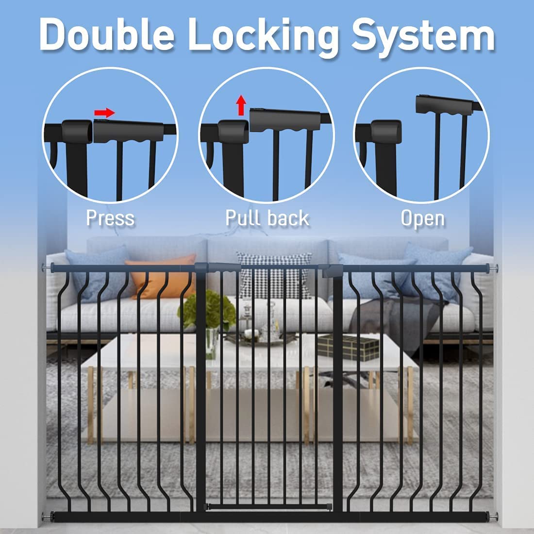 WAOWAO walk-through gate with auto-close handle for busy households