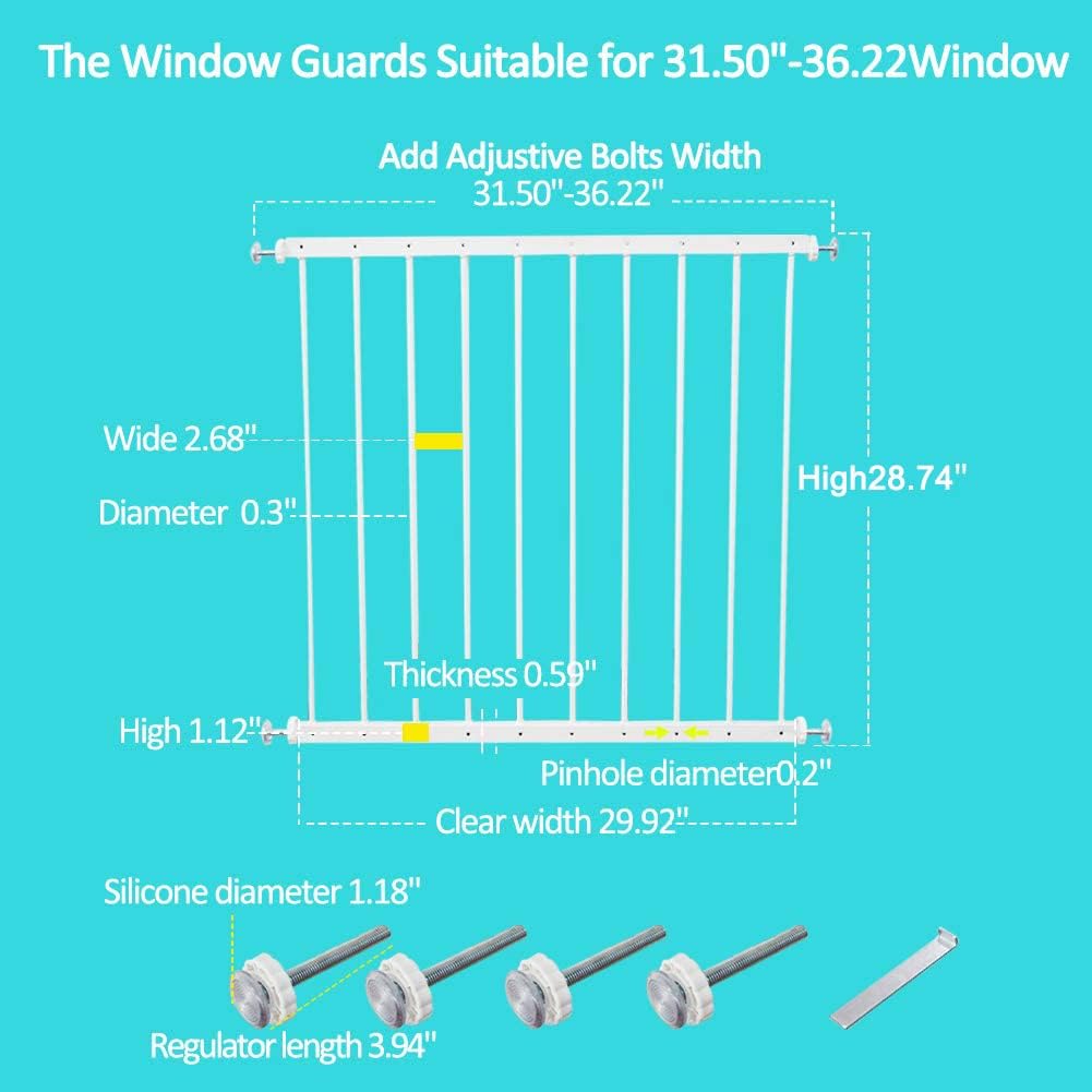 WAOWAO window guard 2.68-inch gap prevents slipping through
