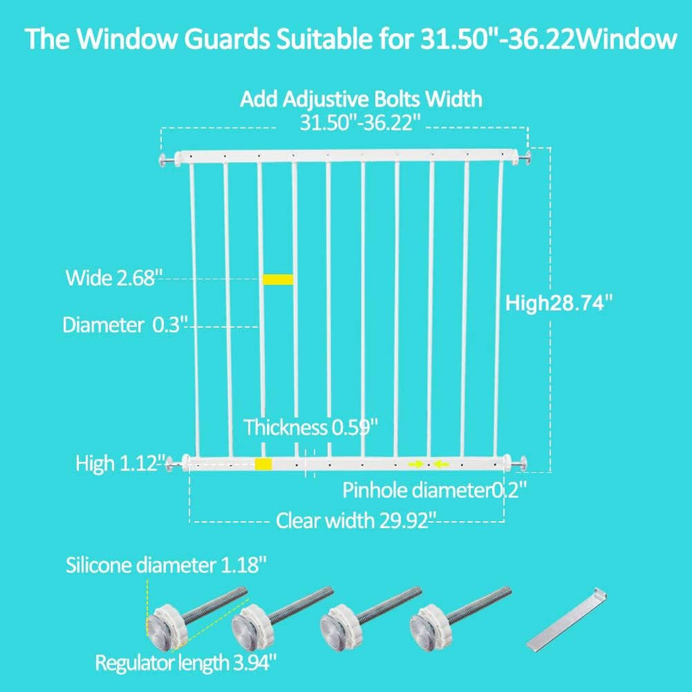 WAOWAO window guard 2.68-inch gap prevents slipping through