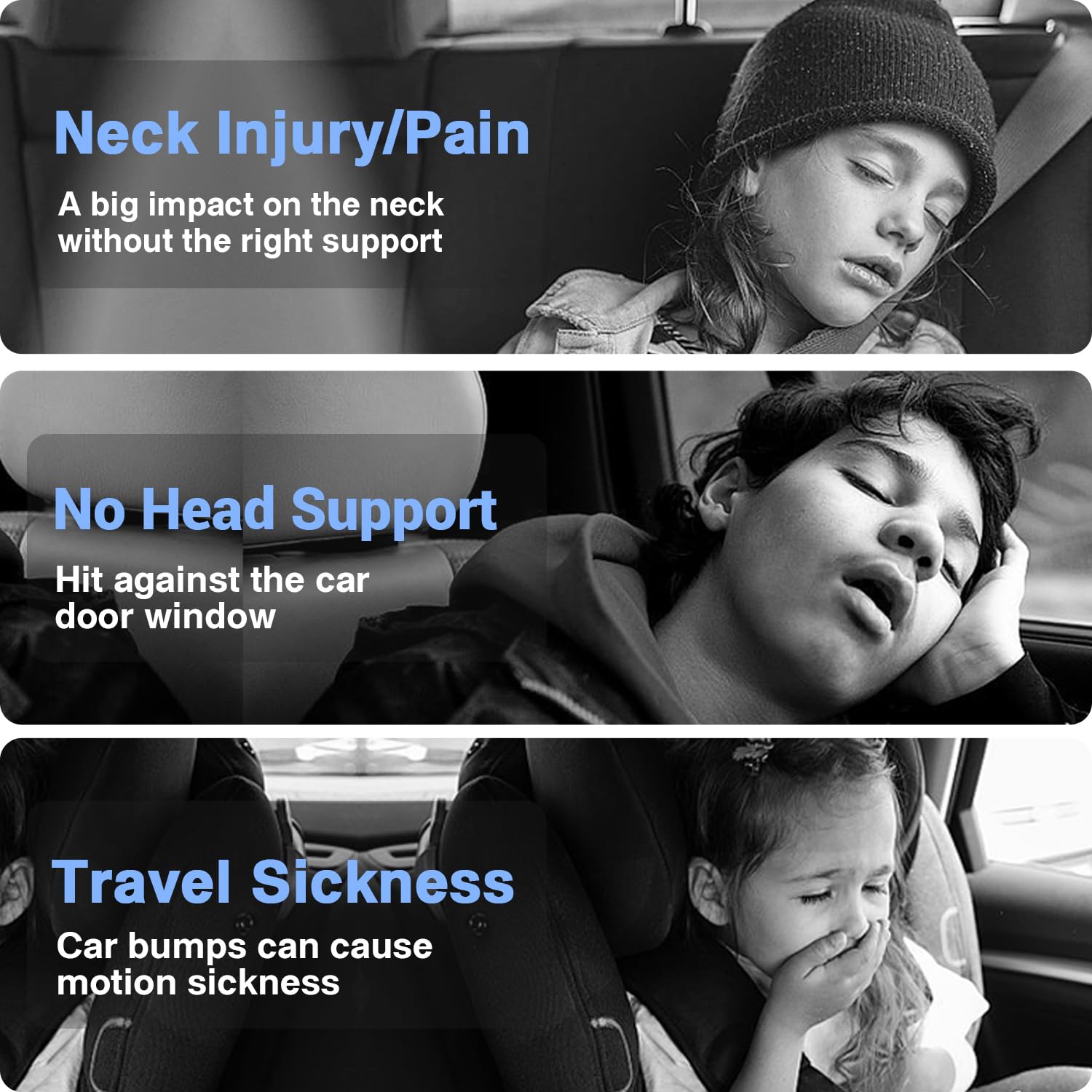 WAPEXNOS Headrest Pillow demonstrates 180-degree rotation for customizable ergonomic comfort on long trips.