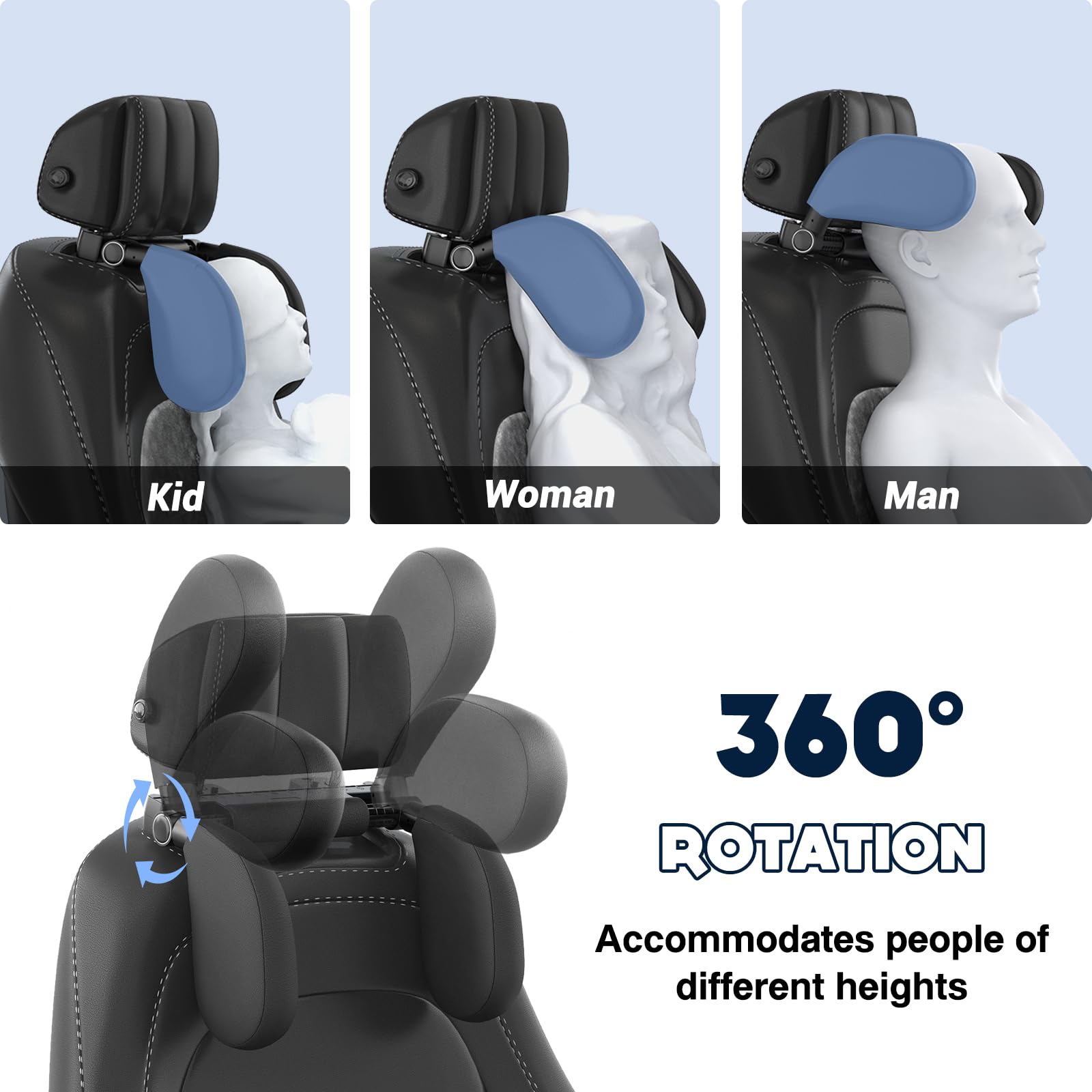 WAPEXNOS Headrest Pillow uses thickened memory foam for superior travel comfort.
