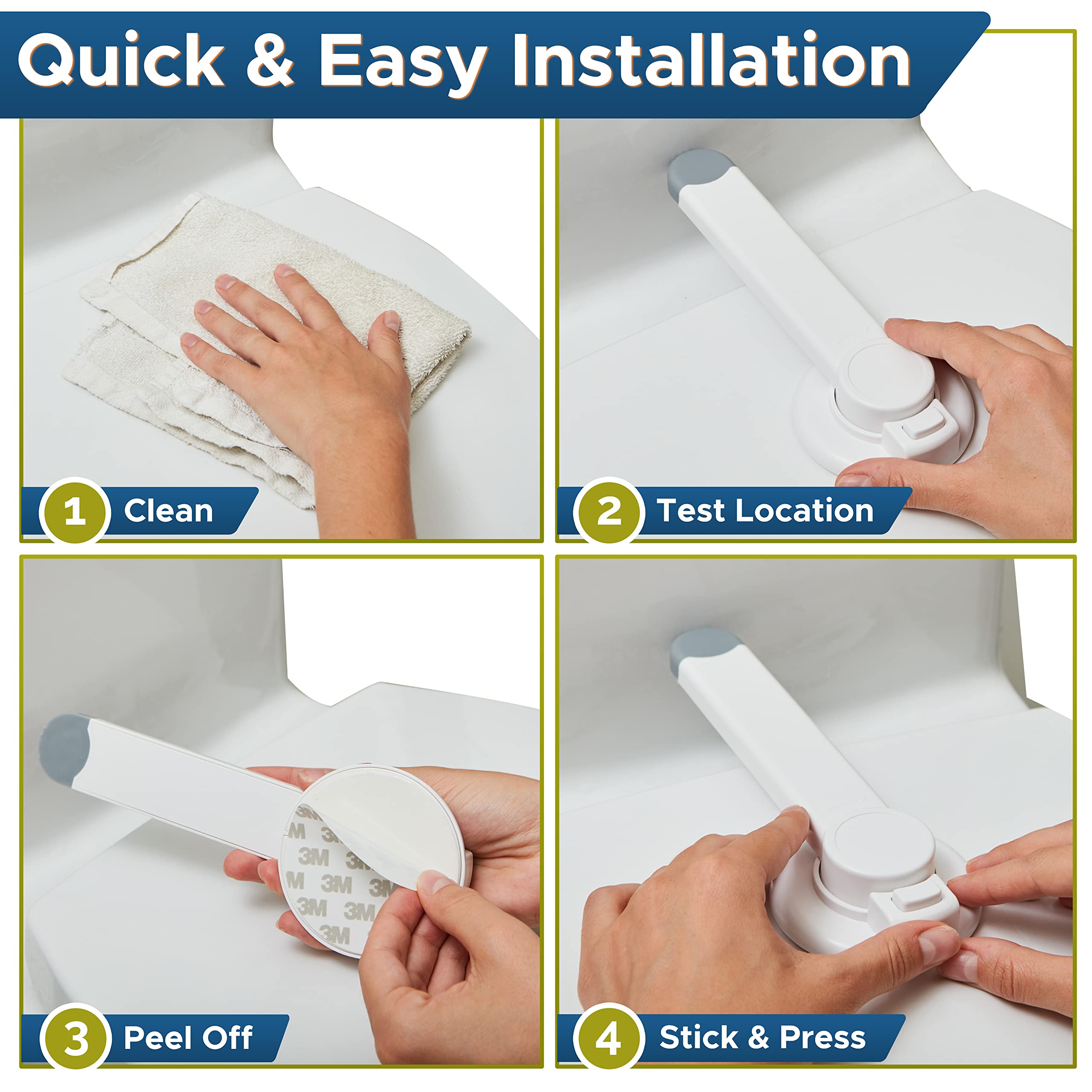 Wappa Baby Toilet Lock compatibility image shows fits most standard toilets.