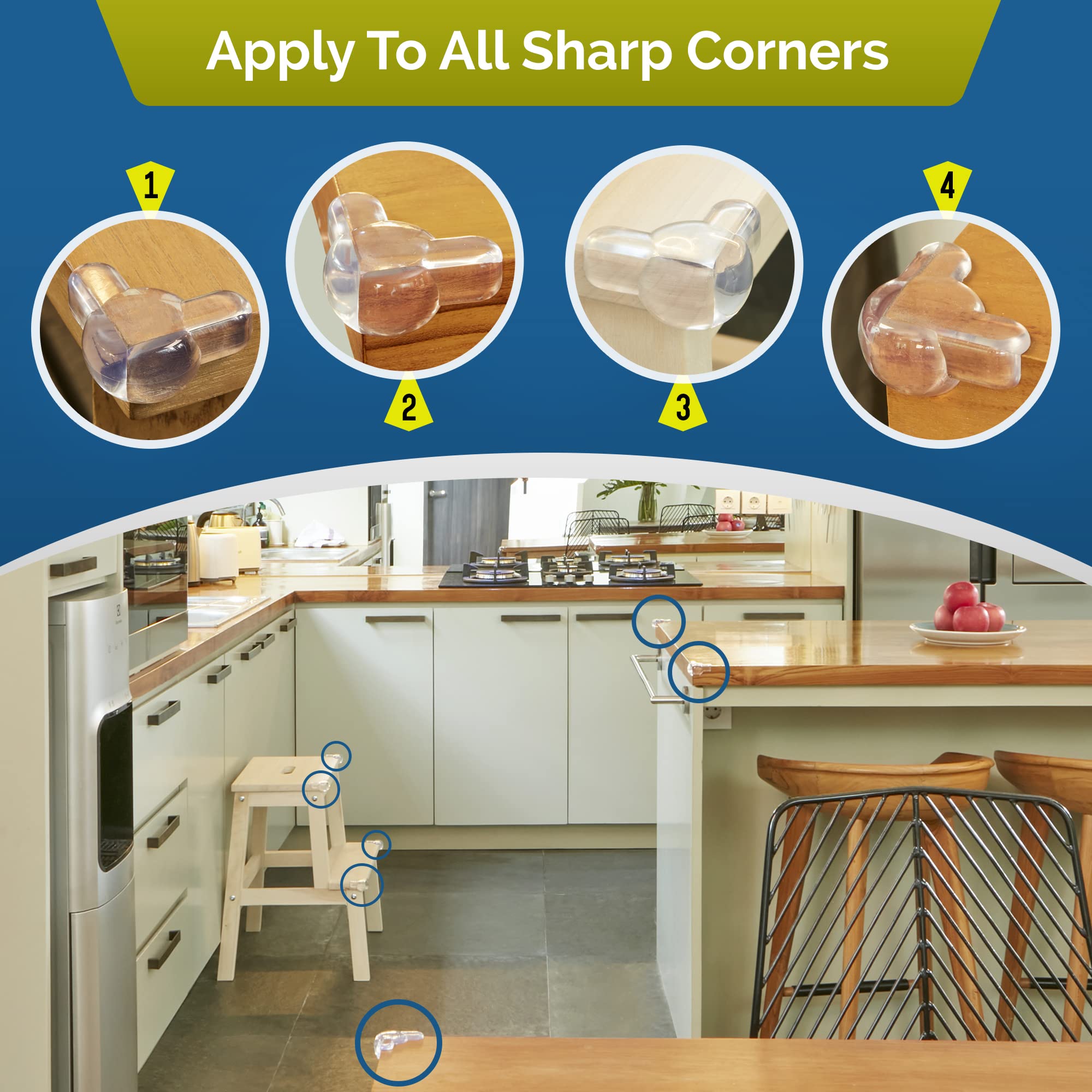 Wappa Baby corner protectors ideal for living rooms, nurseries, and play areas.