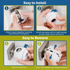 Wappa Baby door knob cover white hallway demonstrates discreet, kid-friendly safety in living spaces.