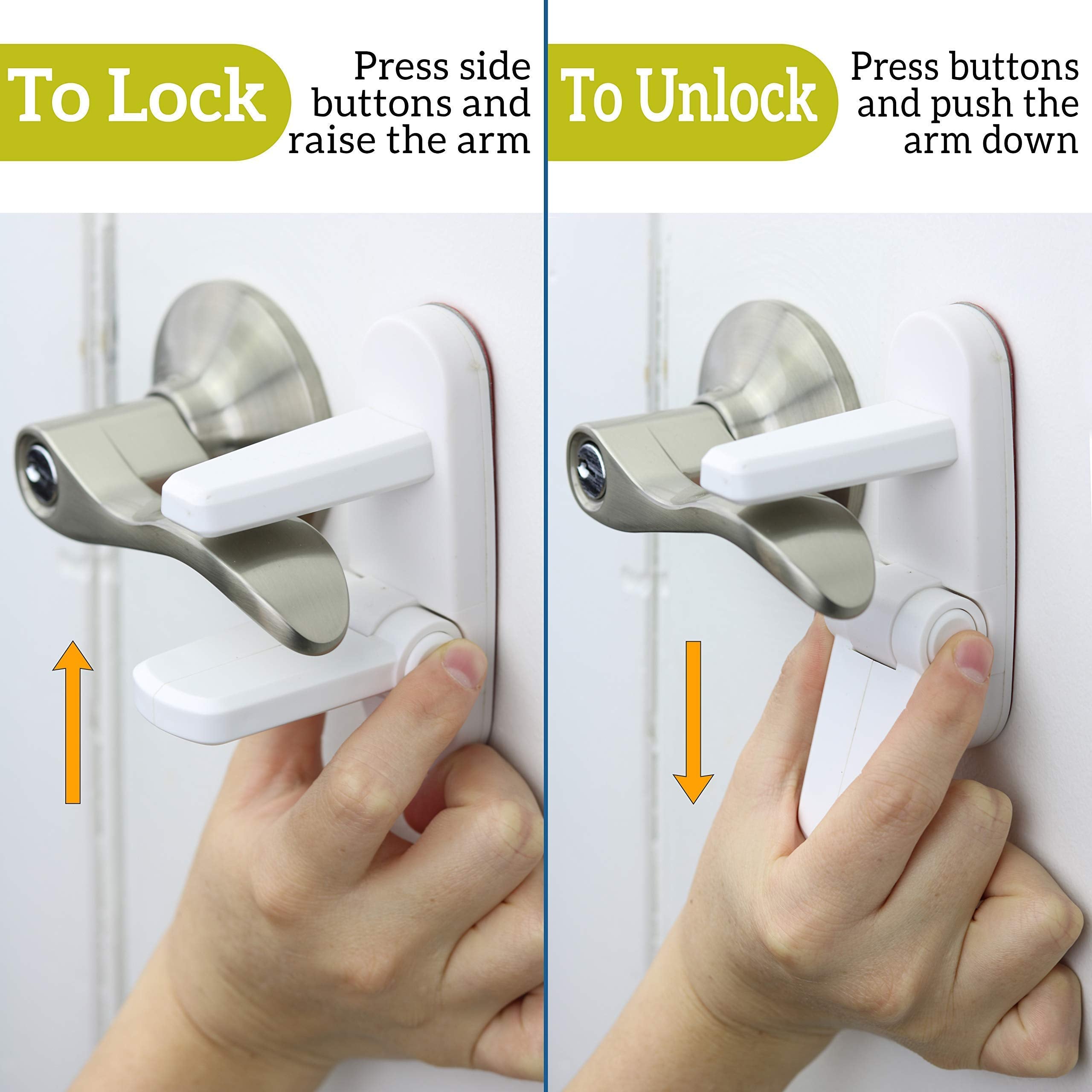 Wappa Baby Door Lever Lock installed on lever for easy adult access
