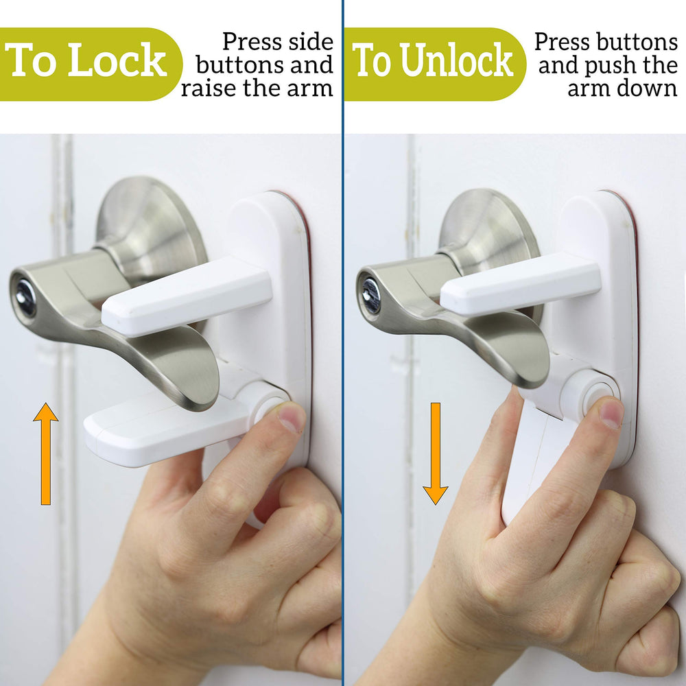 Wappa Baby Door Lever Lock installed on lever for easy adult access