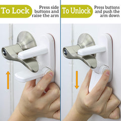 Wappa Baby Door Lever Lock installed on lever for easy adult access