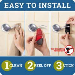 Wappa Baby door lever lock on door demonstrates secure childproof design