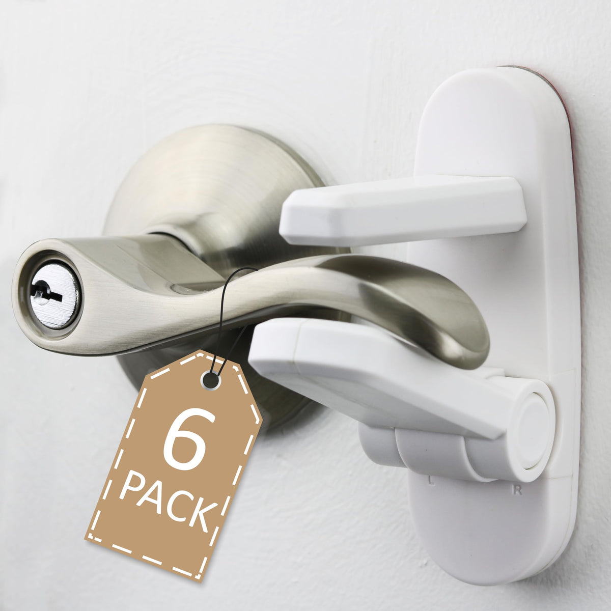 Wappa Baby door lever lock pack6 side view demonstrates secure childproof protection for doors