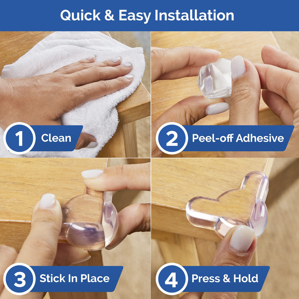 Wappa Baby easy-install corner protectors install quickly with strong adhesive that lasts.