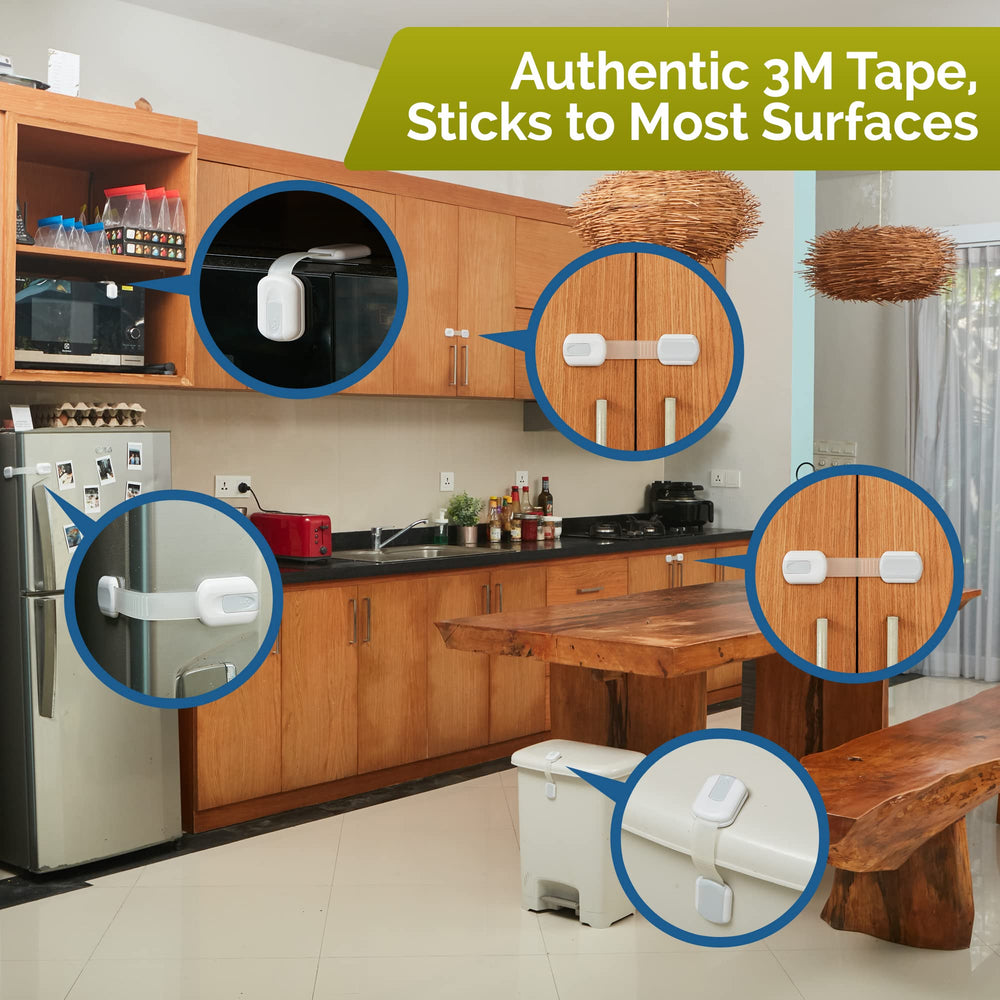 Wappa Baby easy-install no-drill design on a cabinet with no residue.