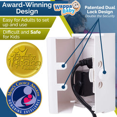 Wappa Baby outlet cover kit includes screws, plates, and hardware for quick install.