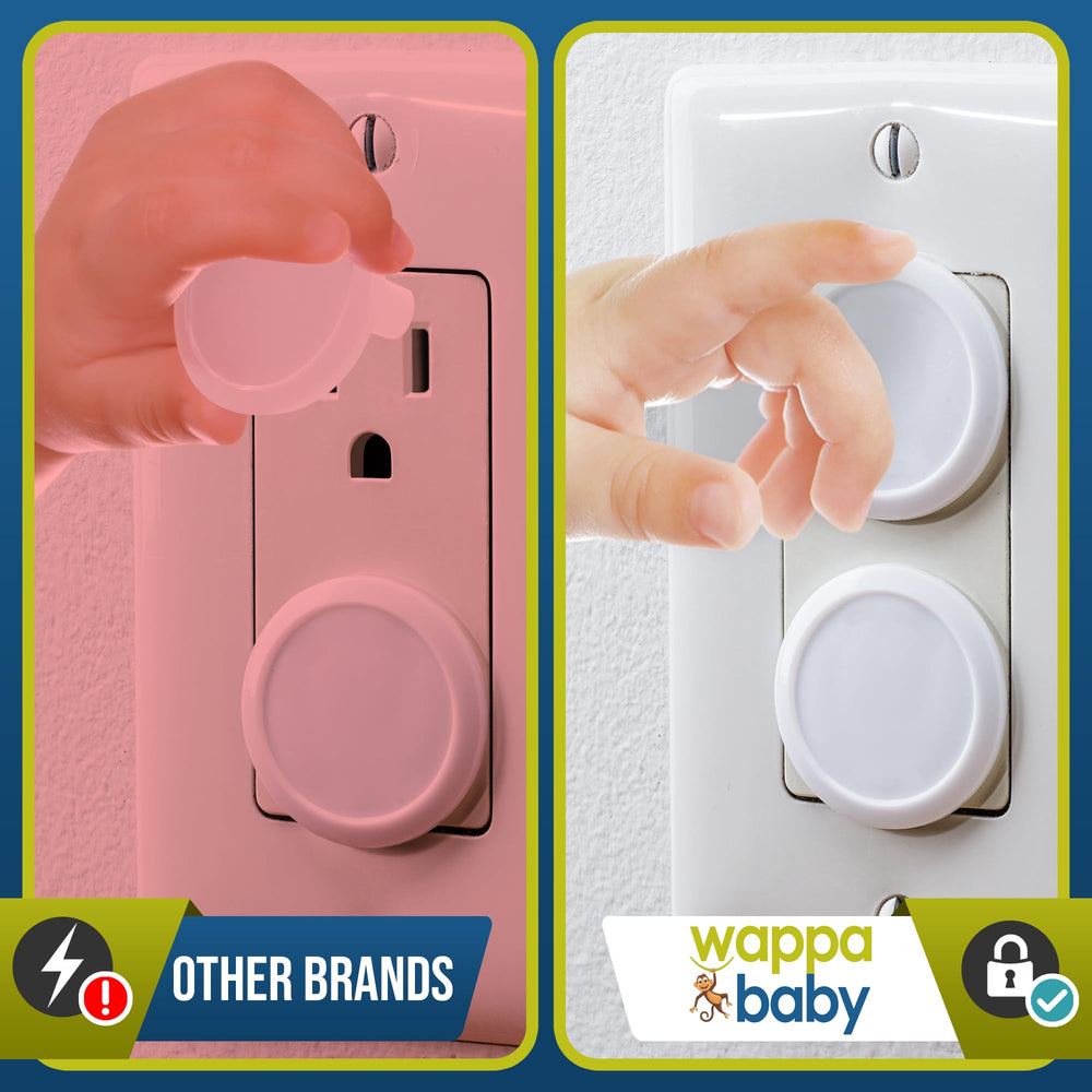 Wappa Baby white outlet covers blend with decor while protecting outlets.