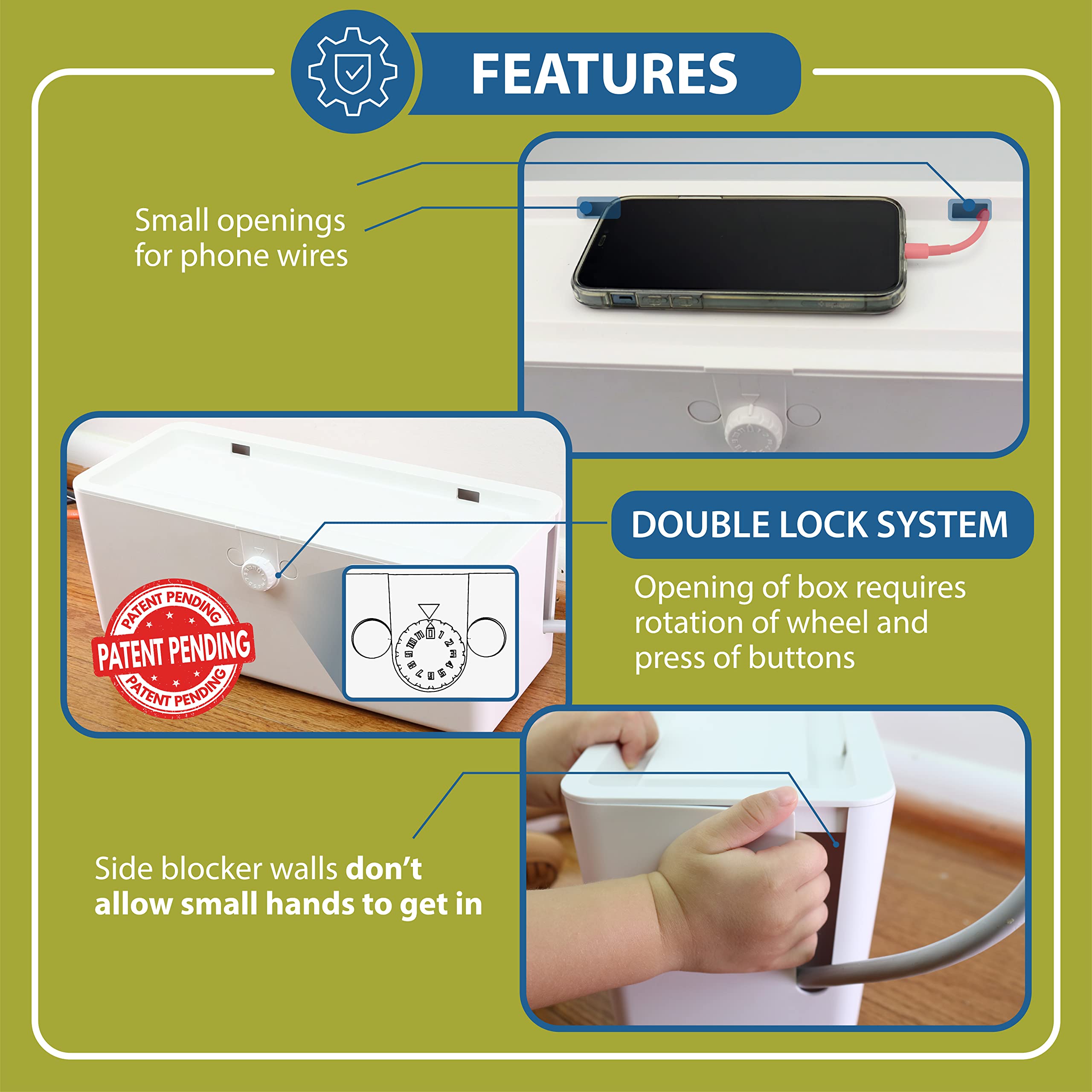 Wappa Baby patent-pending dual-lock seals out little fingers.