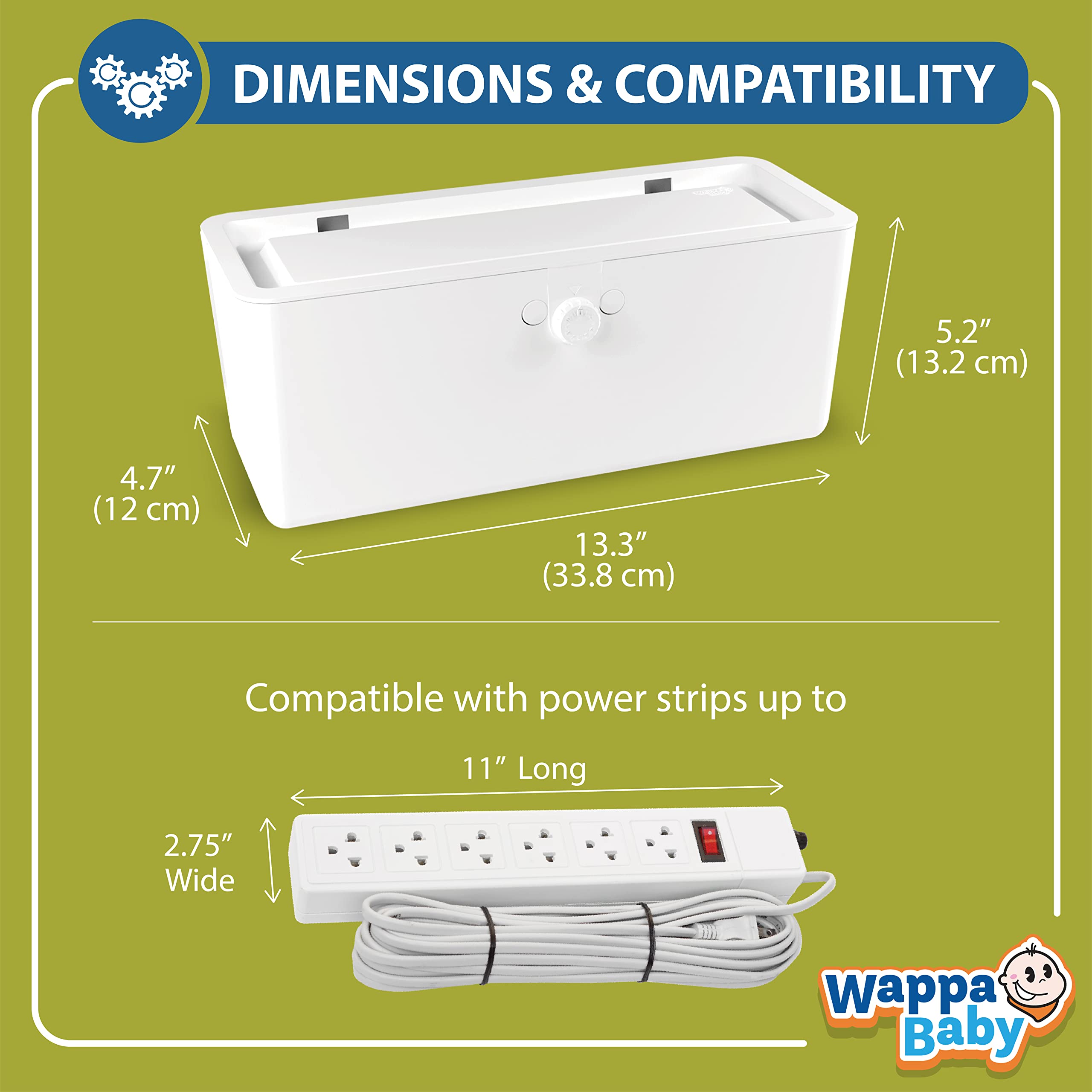 Wappa Baby side openings keep cords organized and accessible.