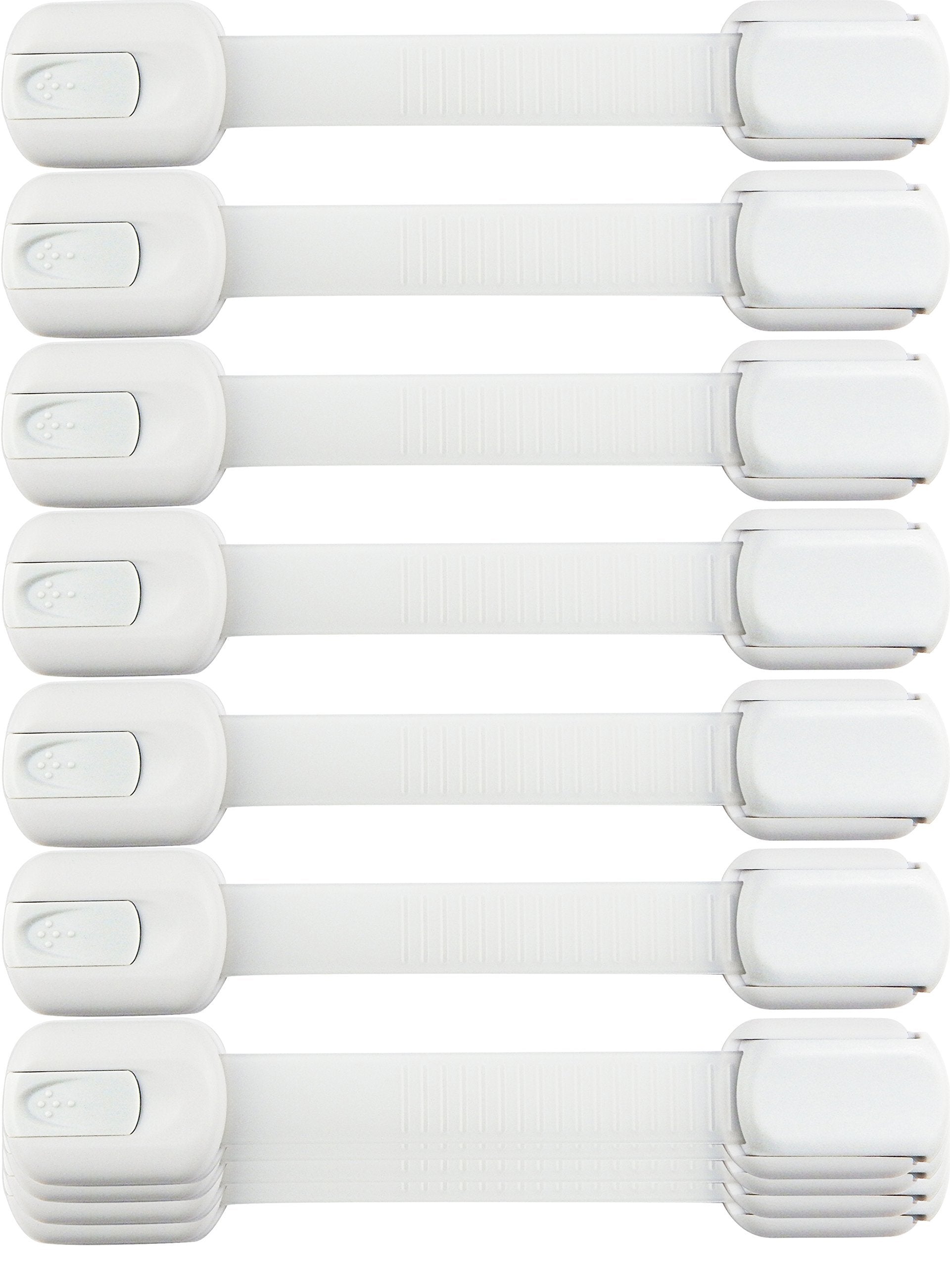Wappa child safety straps 10-pack closeup showing strong adhesive for drill-free mounting