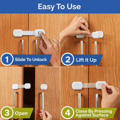 Wappa child safety straps on a drawer lock installed for organized storage