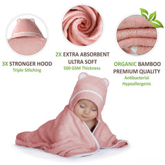 Warm Cuddles premium baby towel hooded pink highlights a cozy wrap ideal for after-bath snuggles