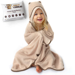 Warm Cuddles toddler hooded towel beige closeup softness for gentle drying