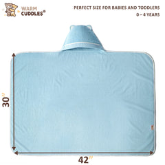 Warm Cuddles toddler towel blue fabric close-up displays plush absorbency from bamboo rayon.