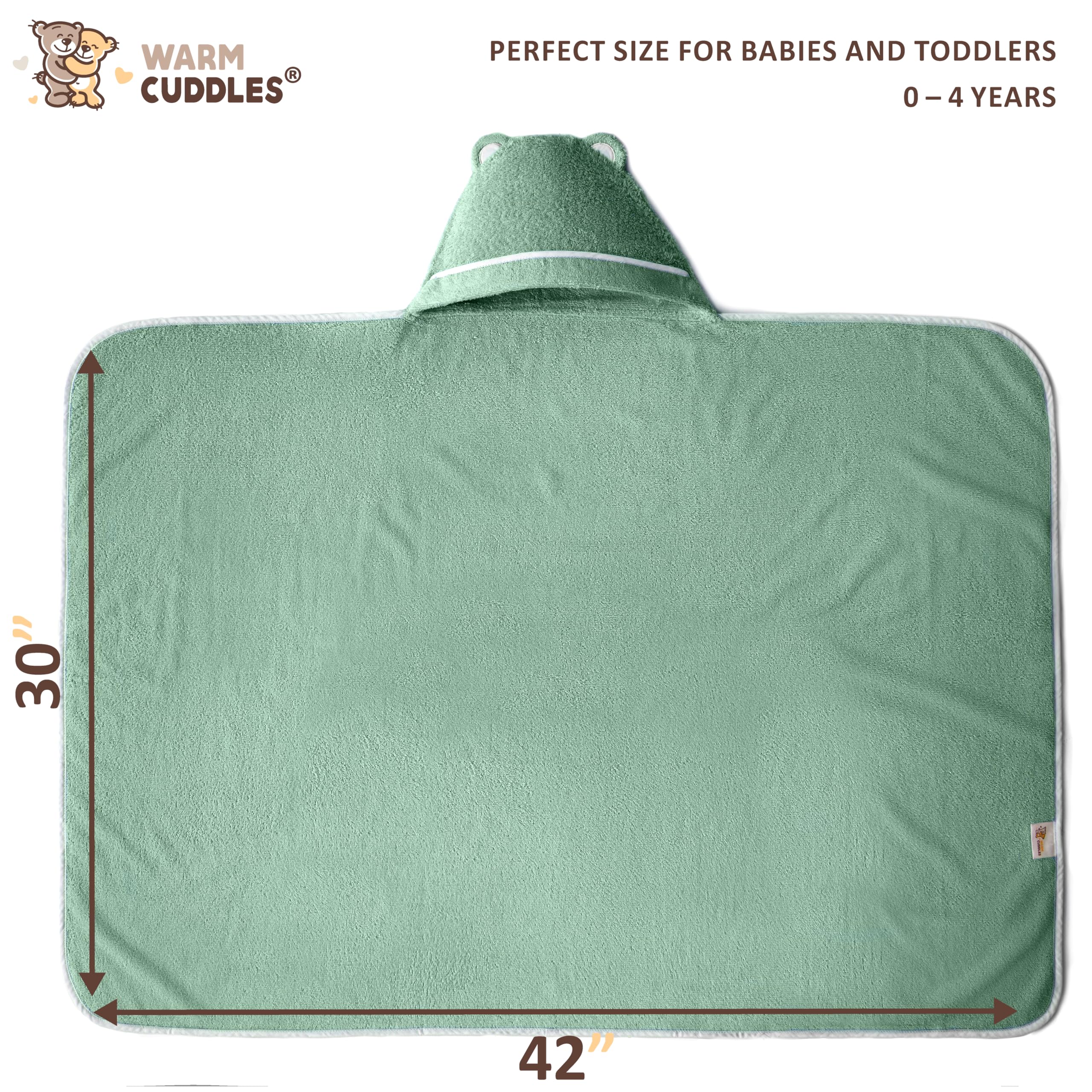 Warm Cuddles toddler towel demonstrating quick-drying, highly absorbent performance after bath