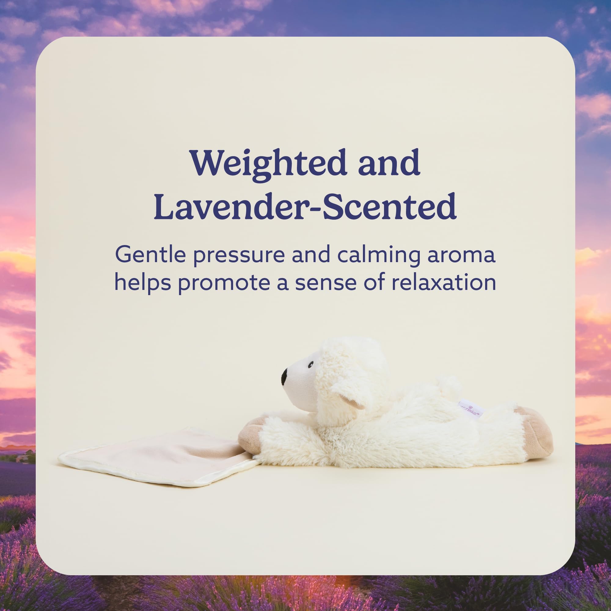 Warmies lavender-scented plush offers subtle aroma to ease bedtime routines.