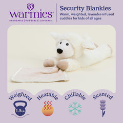 Warmies sheep blankie weighted plush delivers gentle compression for comforting snuggles.