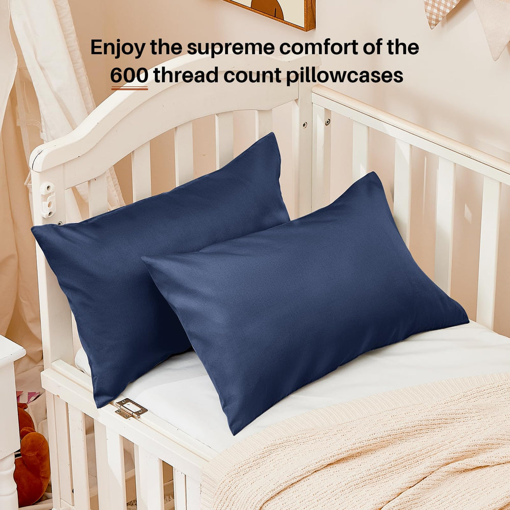 Warmstar toddler pillowcase navy envelope closure detail preventing snagged hair.
