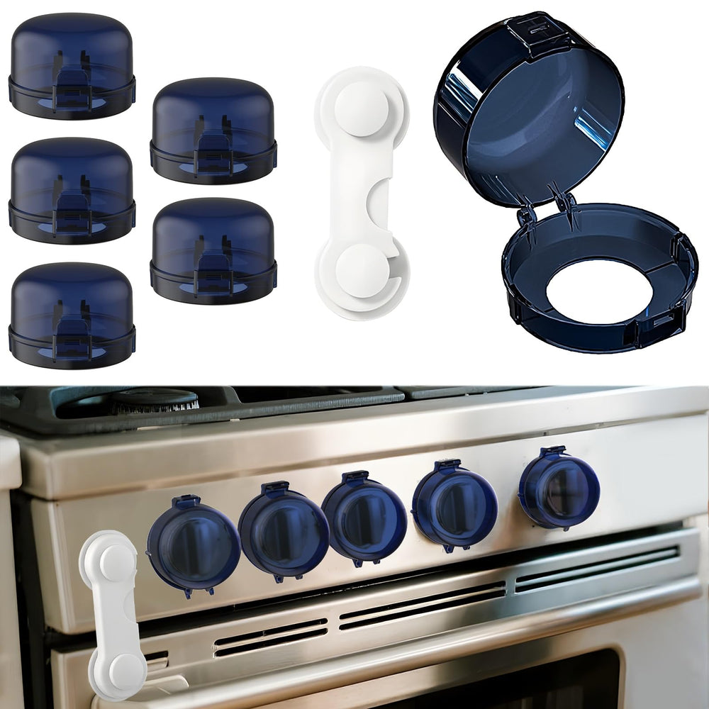 Wasachi stove knob safety cover hero demonstrates child safety with quick adult access.