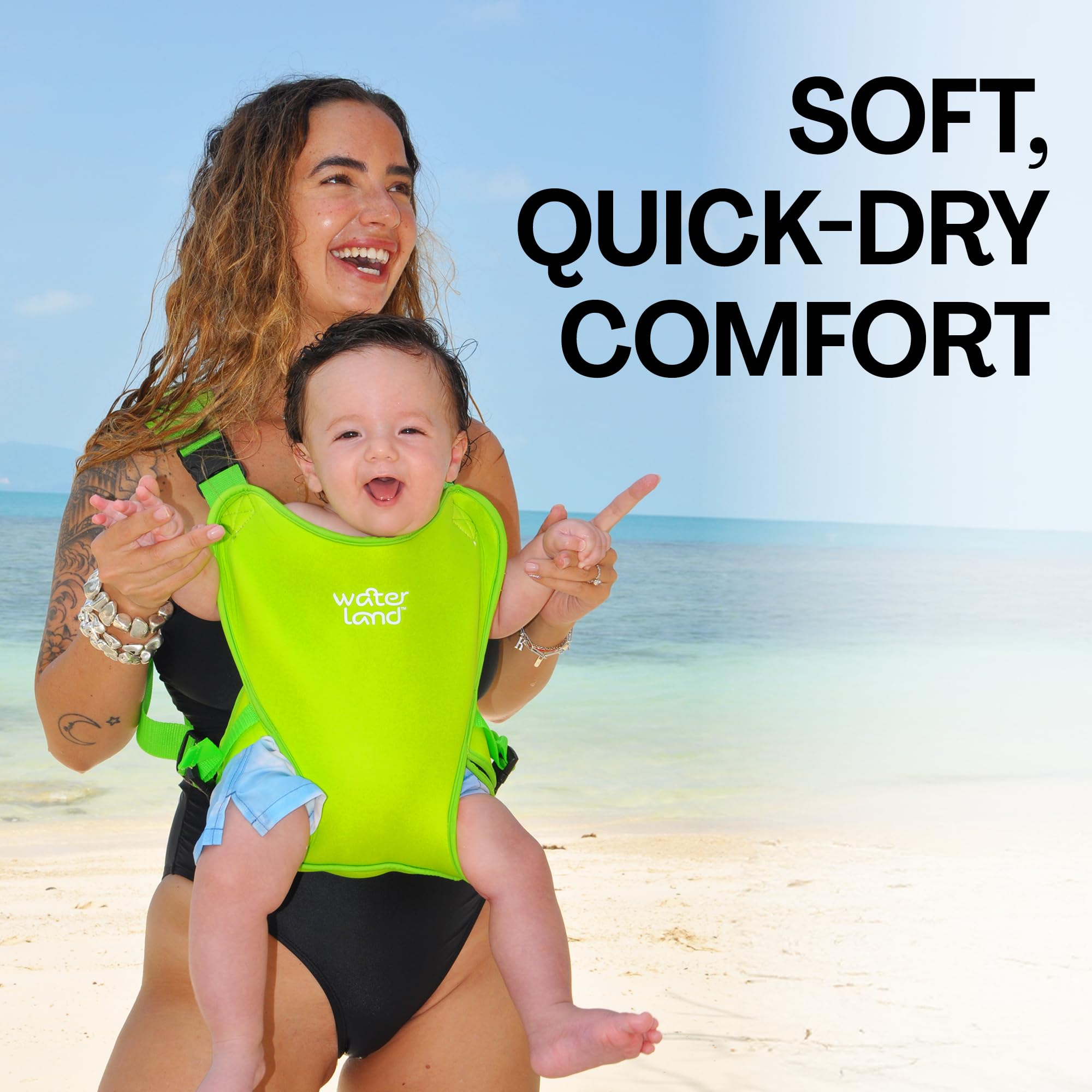WaterLand beach and pool adventure carrier supports close contact under sunny conditions.