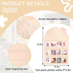 WAUAO Bow monthly milestone wooden board showcases monthly photo slots for memory keeping