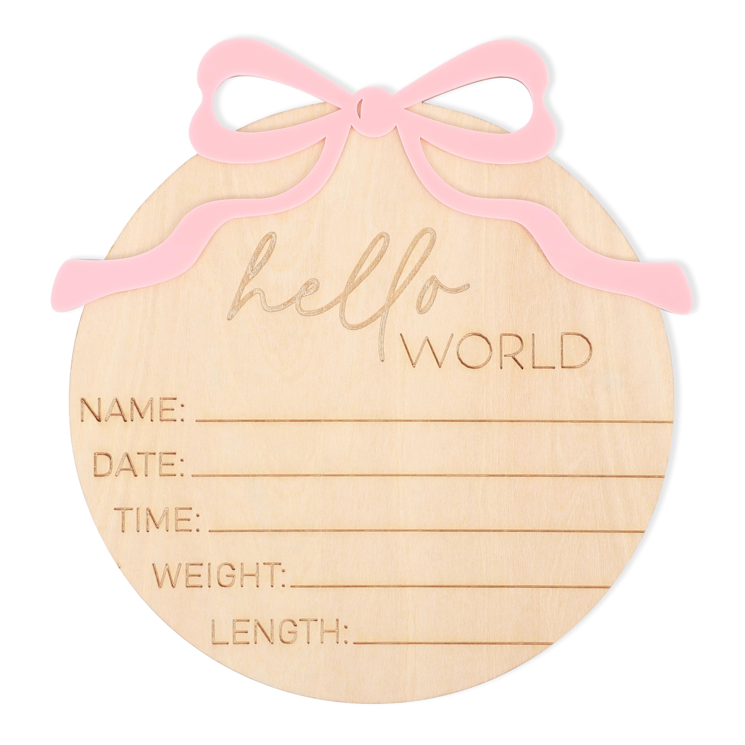 WAUAO Hello World Bow Sign Wooden: ideal newborn photo prop and keepsake.
