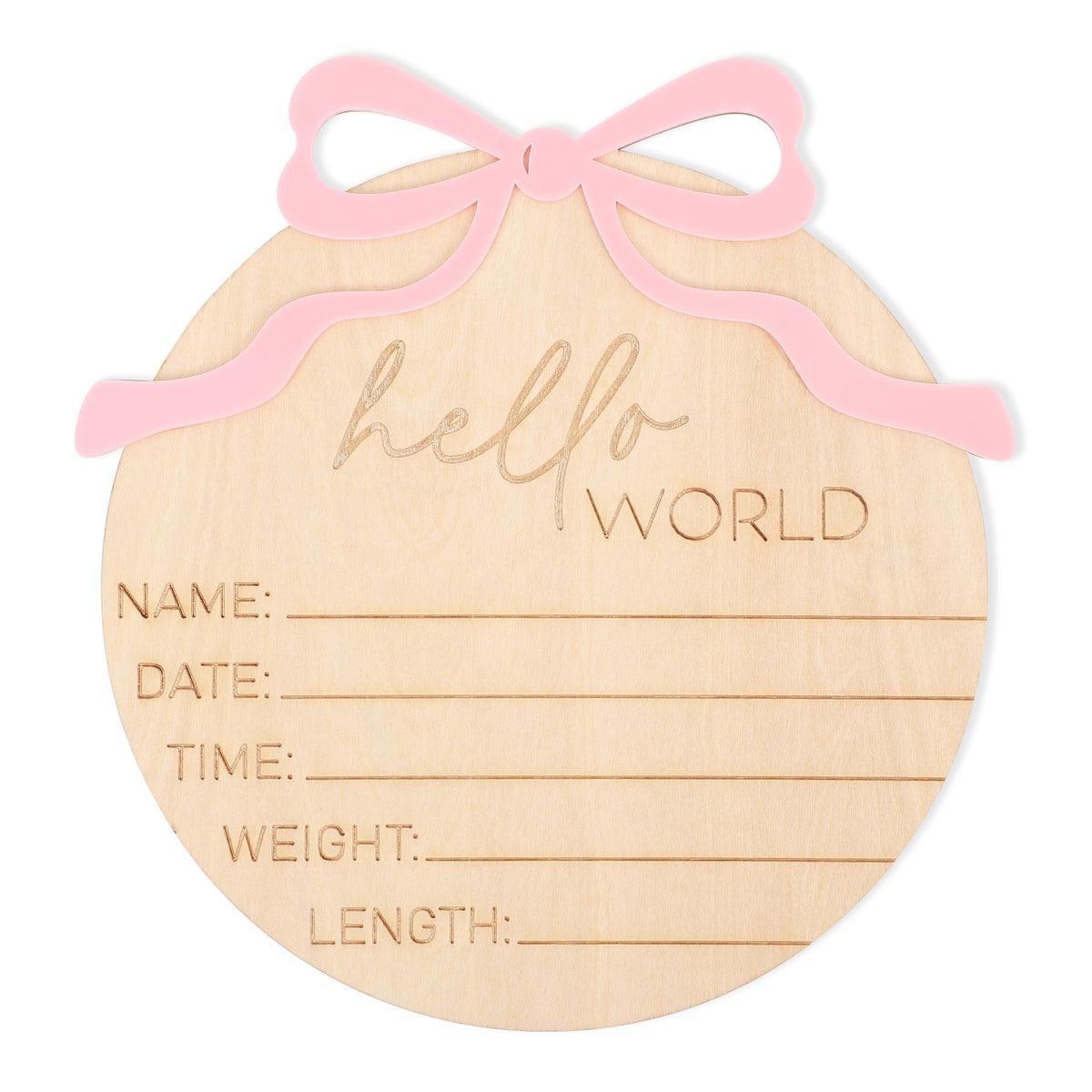 WAUAO Hello World Bow Sign Wooden: ideal newborn photo prop and keepsake.