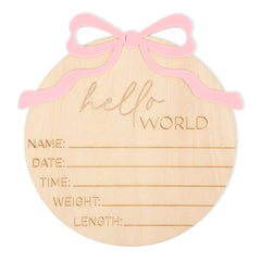 WAUAO Hello World Bow Sign Wooden: ideal newborn photo prop and keepsake.