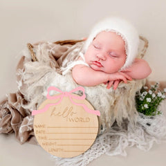 WAUAO Pink Bow Nursery Sign—delicate decor for pink nursery and baby reveals.