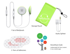 Wavhello BellyBuds audio splitter enables partner to listen together.