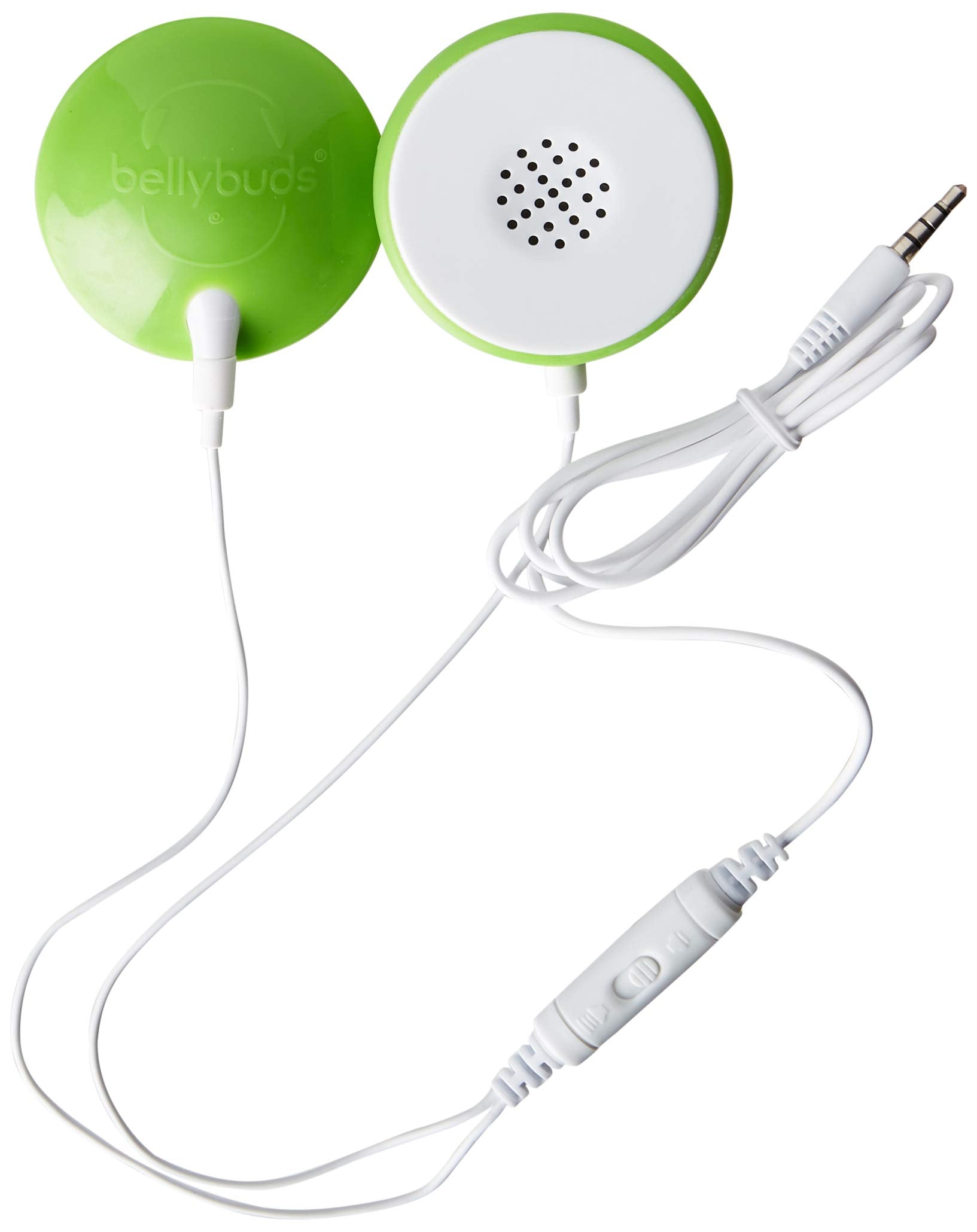 Wavhello BellyBuds placed on belly for prenatal listening session.