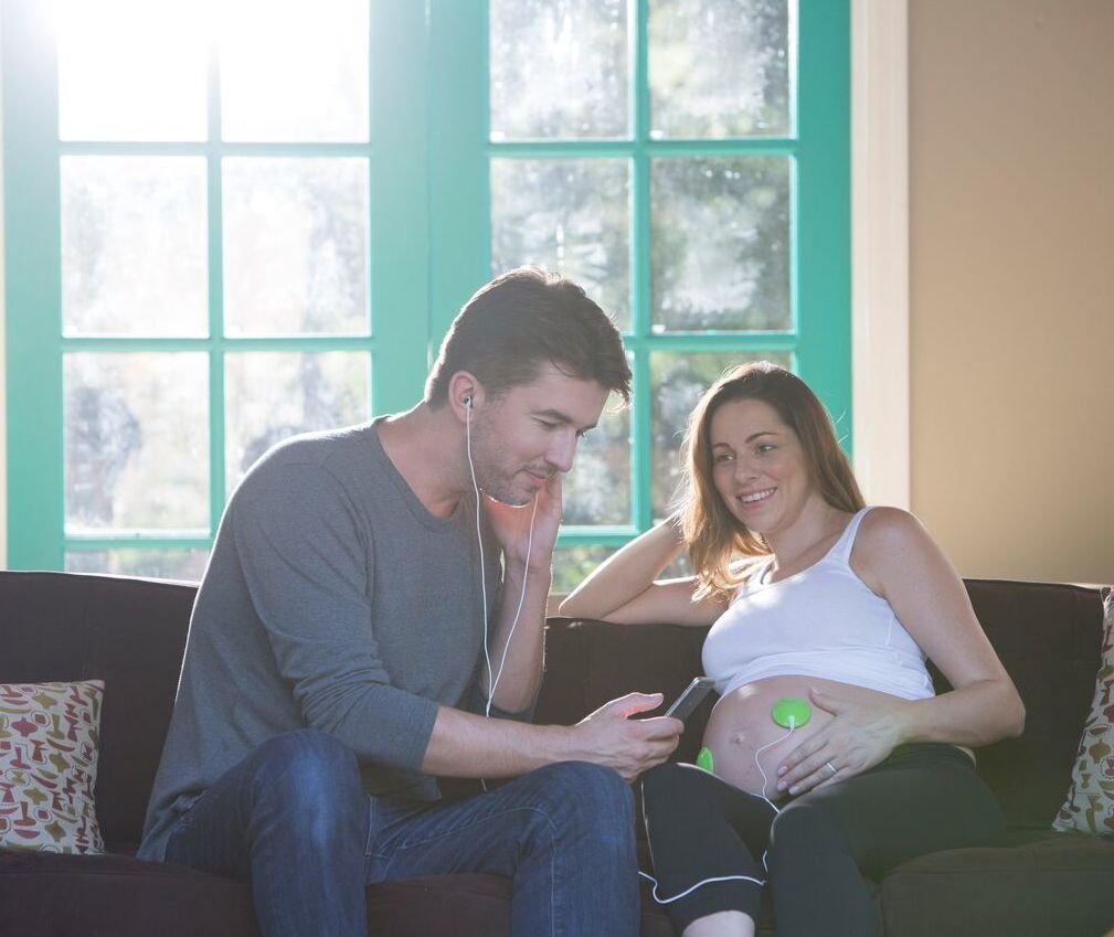Wavhello BellyBuds SafeBond adhesive attaches securely to skin.
