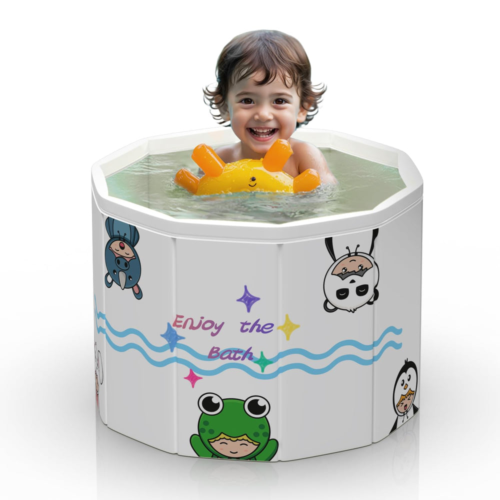 WAVYEASE new-design portable bath tub setup highlights a one-second assembly for quick baths.