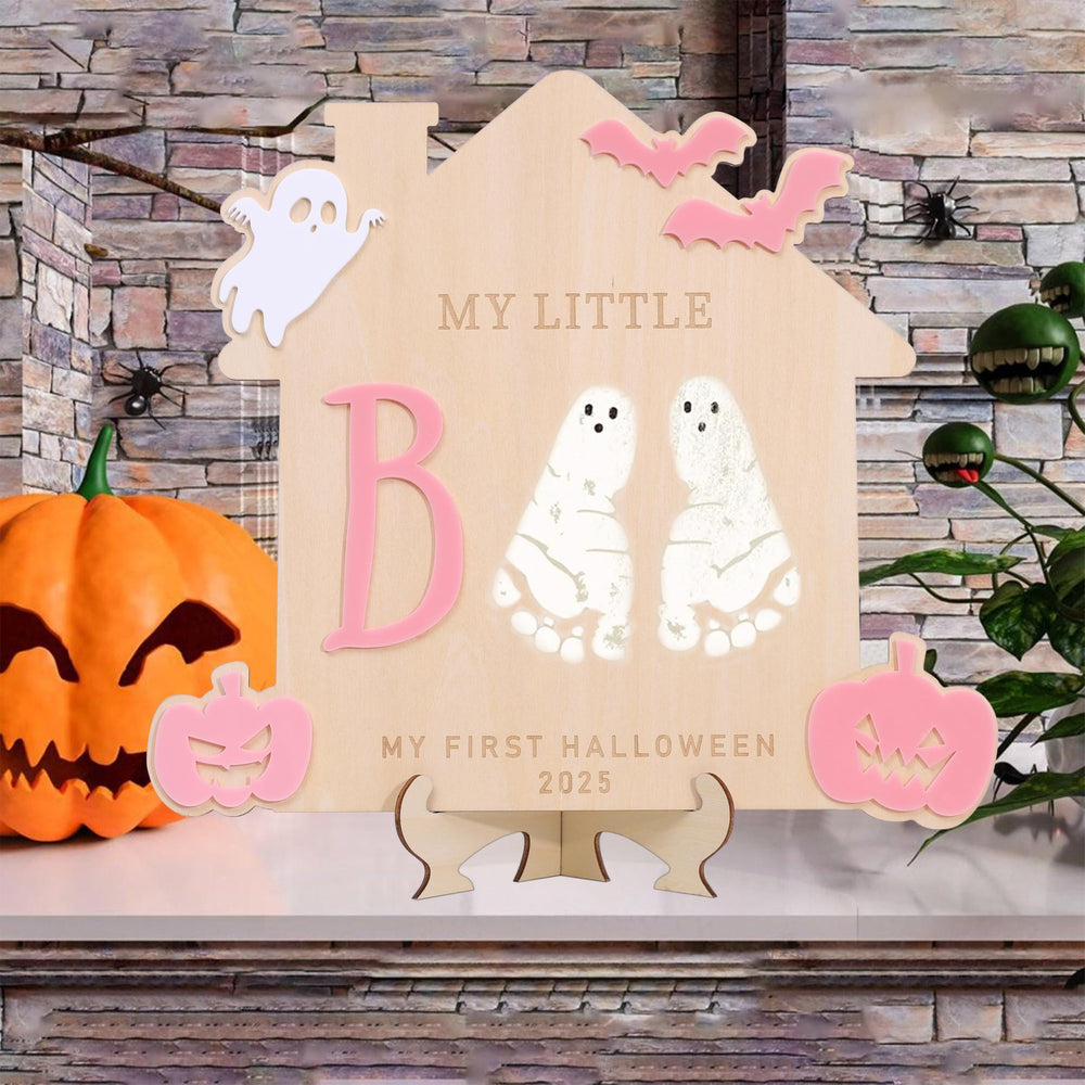 WAWUO My Little Boo Sign natural wood texture enhances nursery decor.