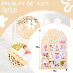 WAWUO 1st Year Photo Board monthly setup shows baby growth milestones for keepsake.