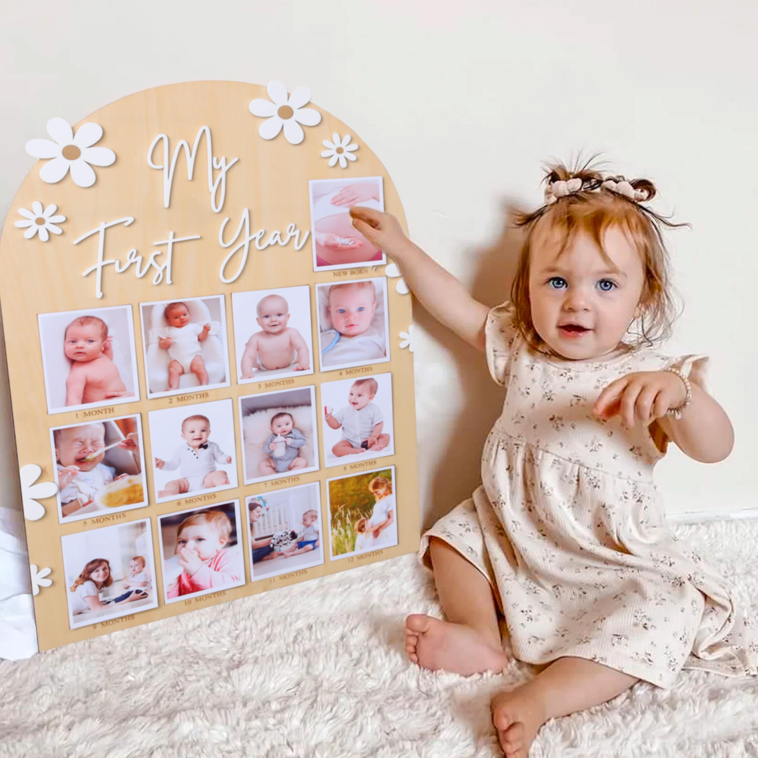 WAWUO 1st Year milestone board sturdy construction supports long-term keepsake.