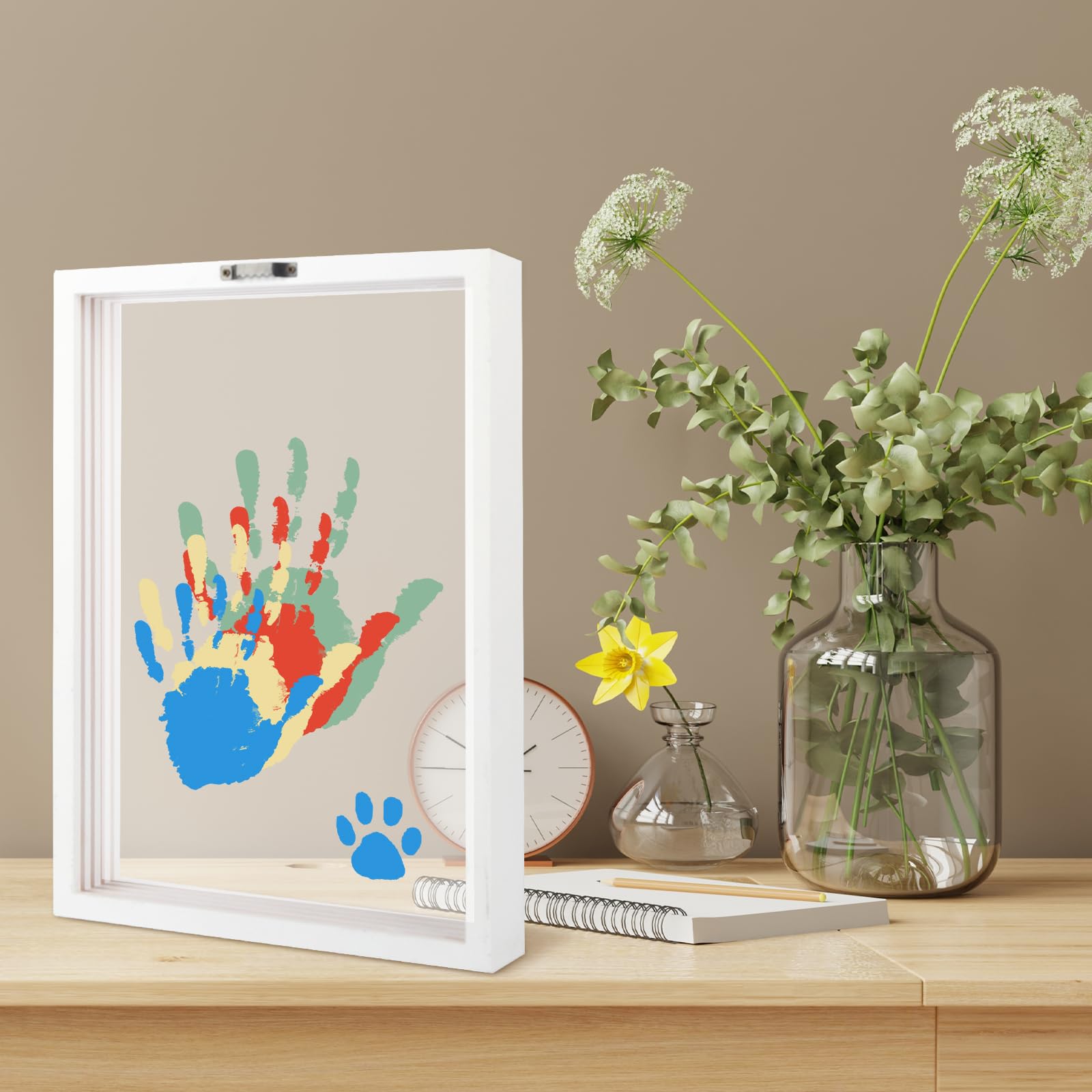 WAYASDCU baby handprint paints in six vibrant, non-toxic colors for safe art.