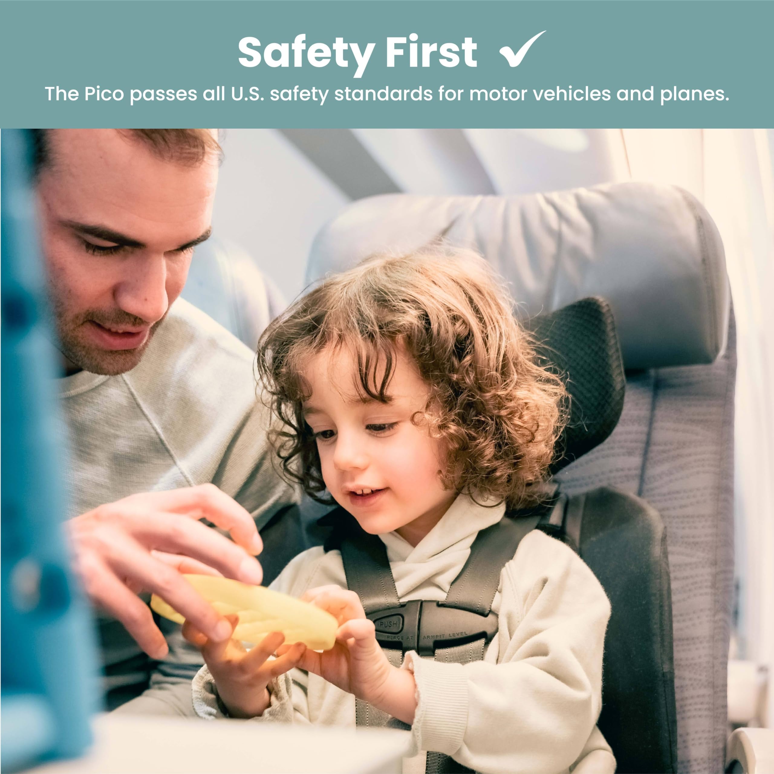 WAYB Pico 5-point harness keeps kids securely restrained on rides and trips