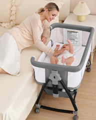 Wayfong baby bassinet bedside sleeper with wheels for seamless mobility at night