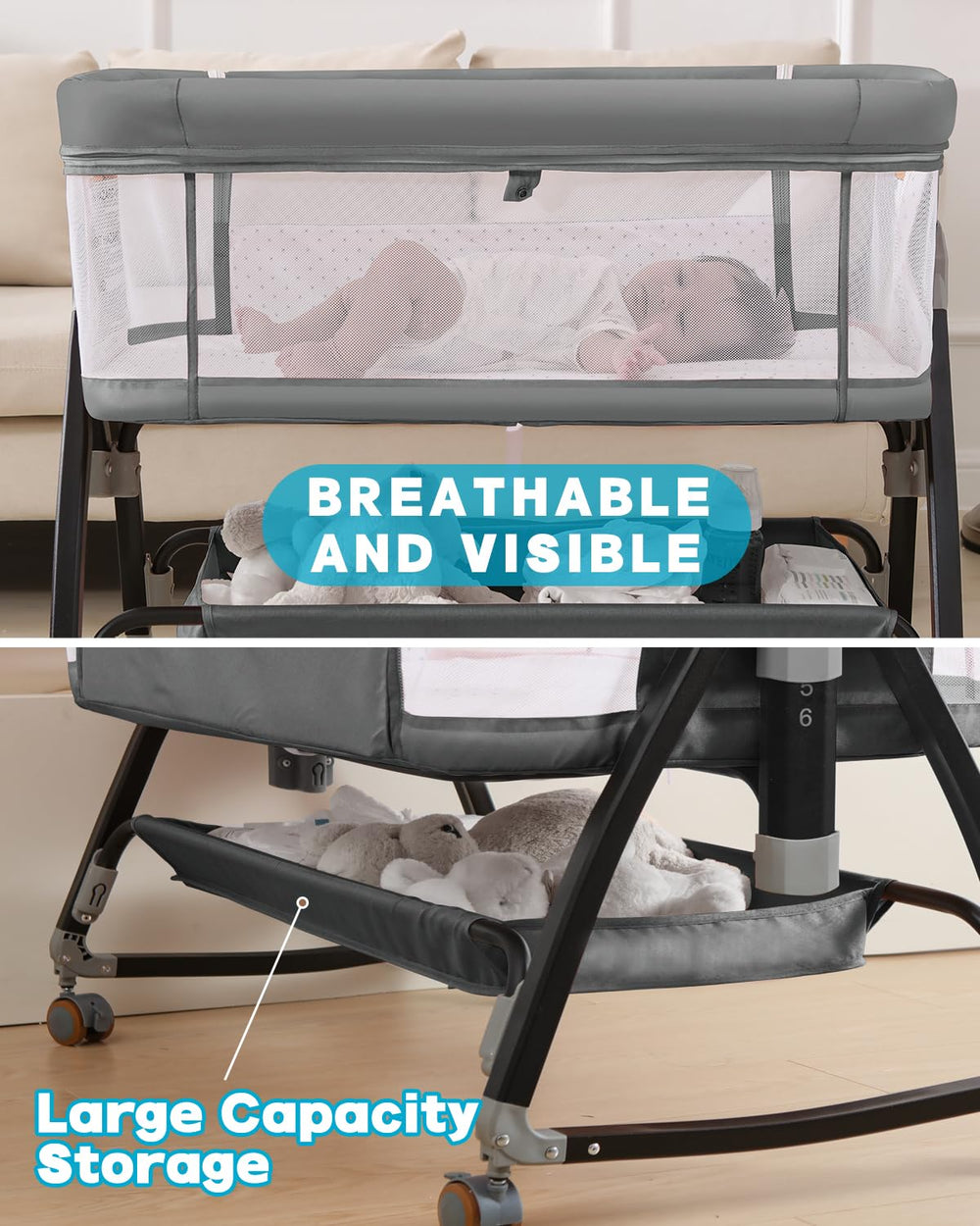 Wayfong bedside sleeper storage basket keeps diapers, clothes within reach