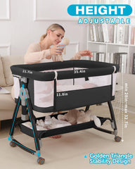 Wayfong bedside-sleeper-wheels-black promotes easy access at night with smooth mobility.