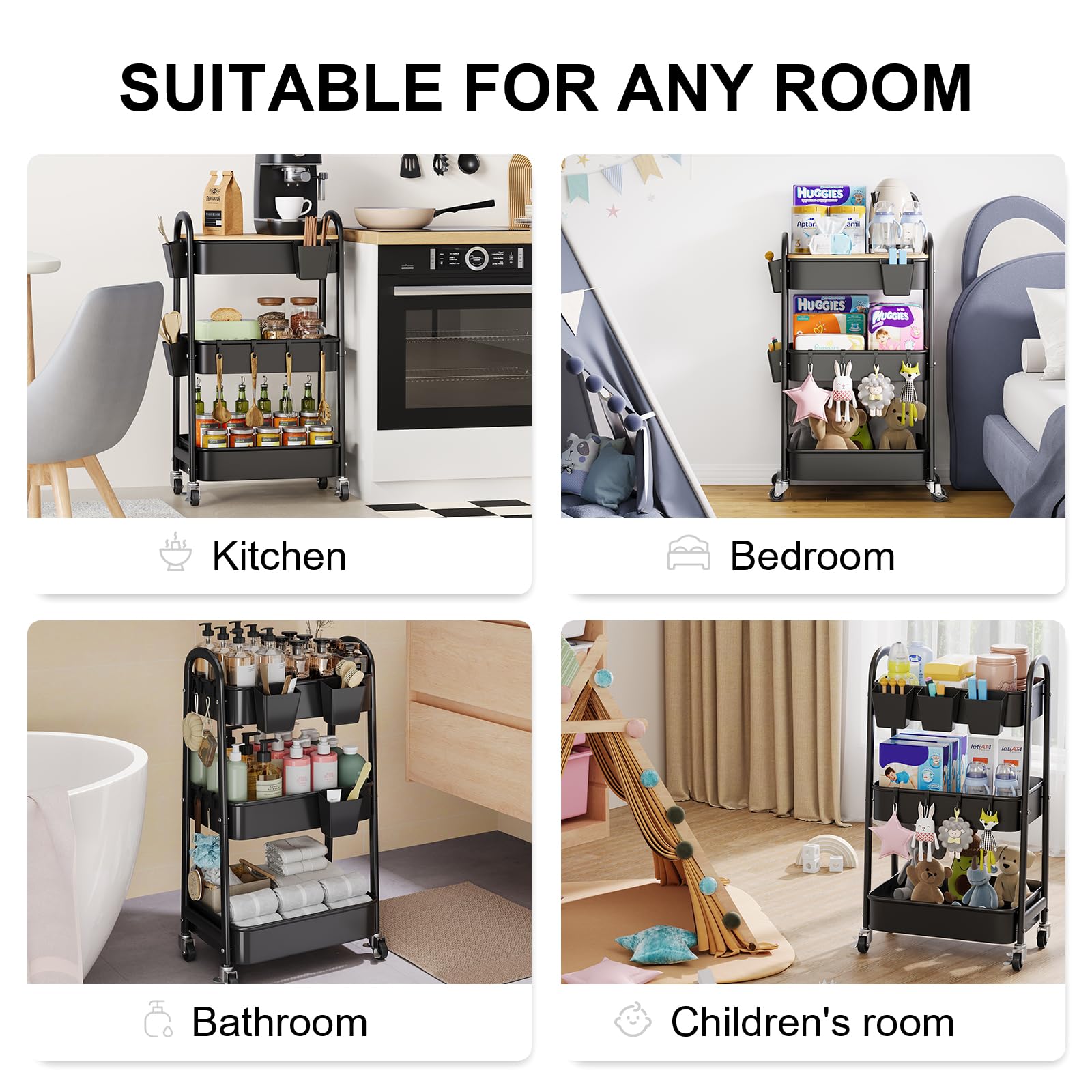 WBKATN diaper cart organizers keep baby essentials neatly organized.